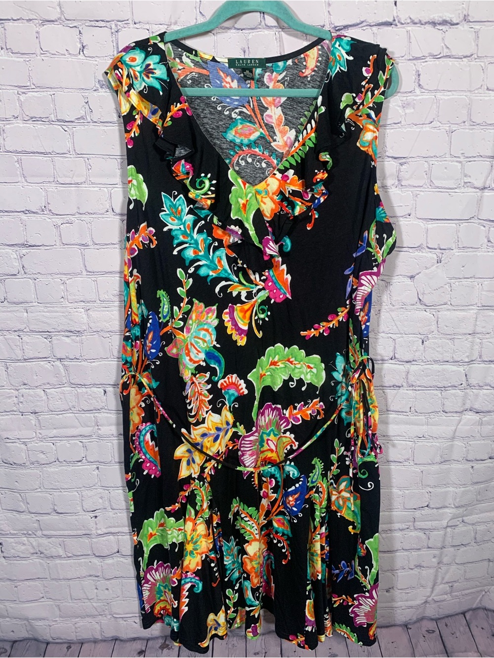 Lauren Ralph Lauren V-Neck Floral Sleeveless Midi Dress Sz 3X Fairy Casual